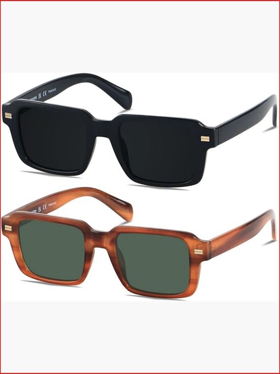Retro Square Polarized Sunglasses Unisex Rectangle Shades main image 6